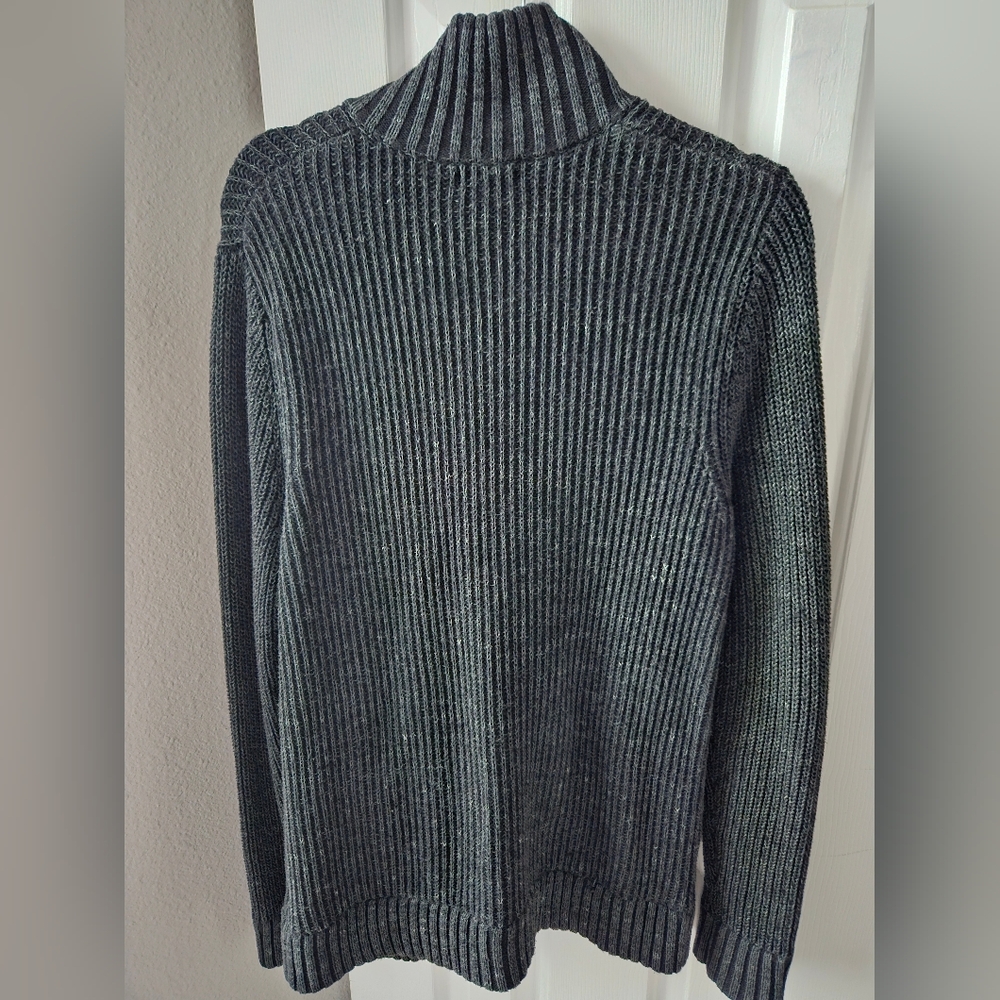 Gray Ribbed Button-Up Sweater - Picture 3 of 5